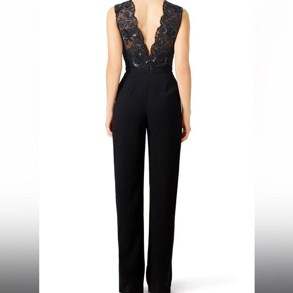 Theia Marisol Jumpsuit Sleeveless Sequin Black 4 - Picture 3 of 7